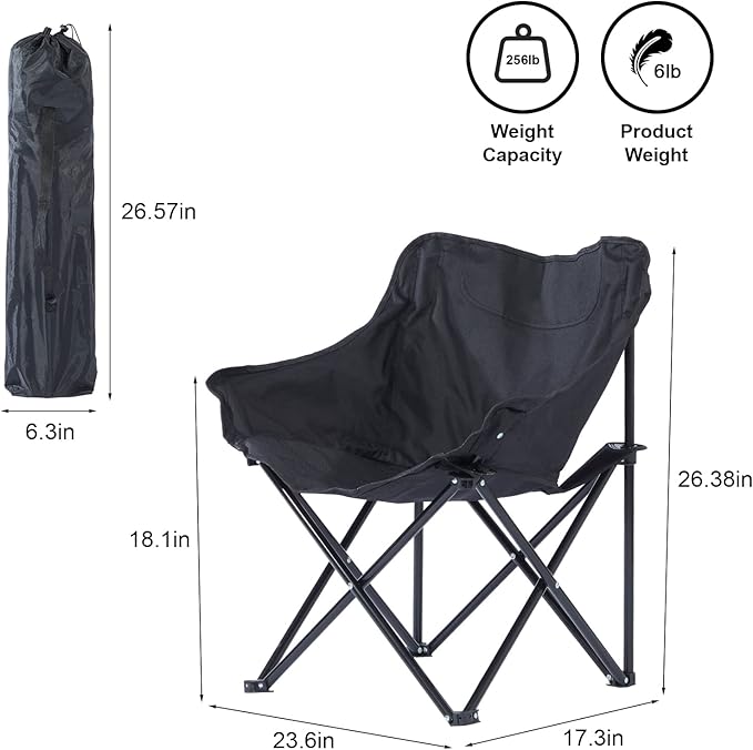 Oversized Portable Sauna Chair, Fast Folding Chair with Carrying Bag for Personal Home Sauna (Black)