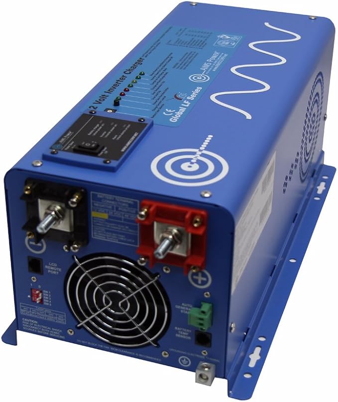 AIMS Power 2000 Watt 12 VDC Pure Sine Inverter Charger 120 VAC Output 70A Charger 30A Transfer Switch PICOGLF20W12V120VR