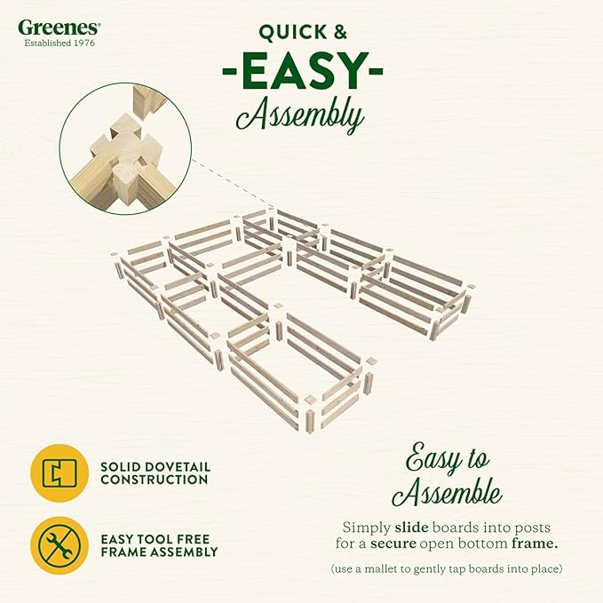 Greenes Fence Original Pine Raised Garden Bed, 8' x 12' x 10.5" U-Shaped Bed - Made in USA with American Pine