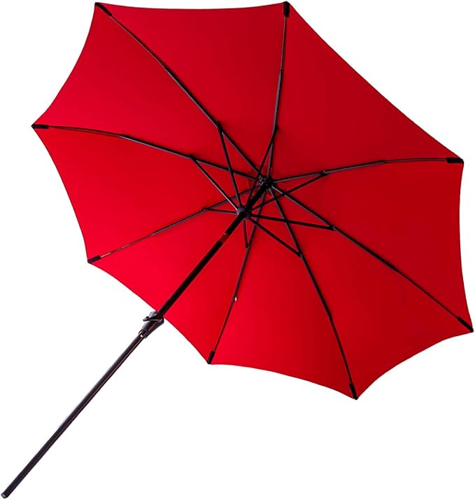 FLAME&SHADE 10 ft Outdoor Market Patio Table Umbrella with Fiberglass Rib Tips and Tilt, Red