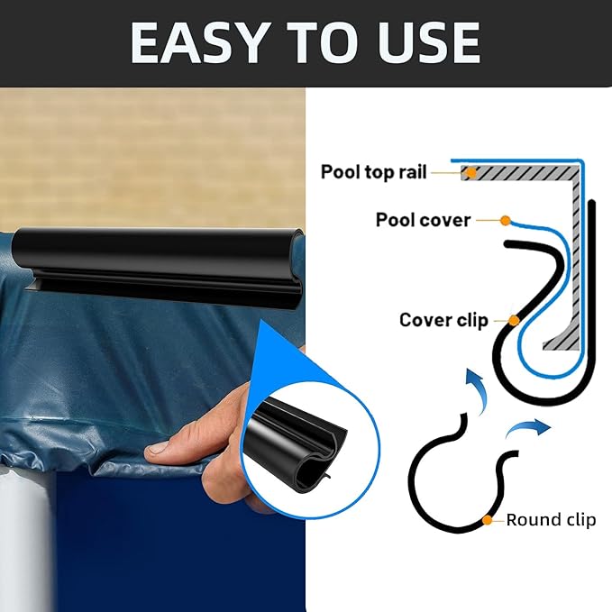 72 PCS Cover Clip for Pool Securing Winter Pool Cover Clips for Above Ground Pools-2 Shapes Pool Cover Clamps 4.7 inch Wind Guard Clips Securing Cover Clip for Pool with Metal Railing