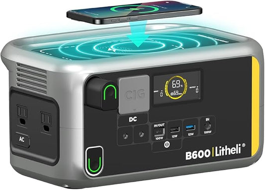 Litheli Portable Power Station 600W, 562Wh Portable Power Generator with 100W USB-C PD Fast-Charging, 110V/600W AC Outlet Solar Generator for Outdoor Camping(Solar Panel Optional), RV