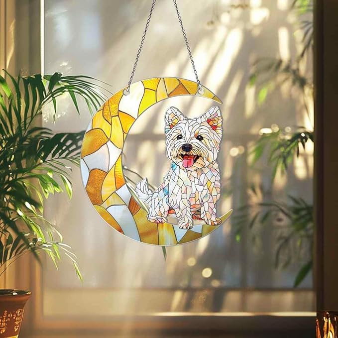 Westie Ornaments Decor for Christmas Tree - Westie Gifts for Women Men - Westie Home Kitchen Room Christmas Decorations - 2D Flat Acrylic Ornament Window Hanging