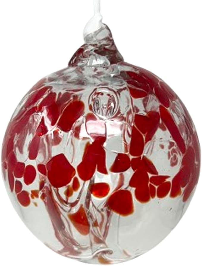 Ruby Tree of Life Glass Globe - Small 3.5 inch Hand Blown Handmade Hanging Garden Gazing Ball Indoor Outdoor Home Décor