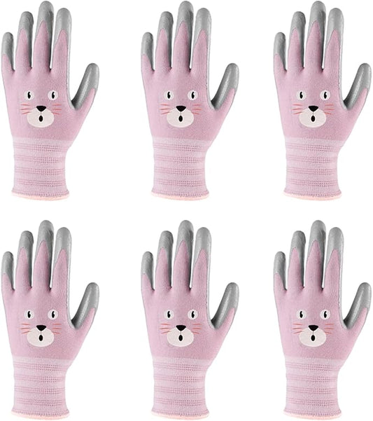 ANDANDA Kids Gardening Gloves, Nitrile Coated Children Yard Work Gloves with Grip, Suitable for Toddlers, Children, Girl, Boy