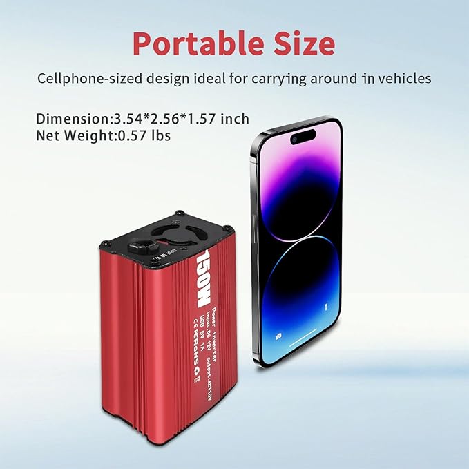 150W Power Inverter 12V DC to 110V AC Car Laptop Charger Fast Charger Converter with 2 USB Ports Car Laptop Charger, Car Adapter for Plug Outlet