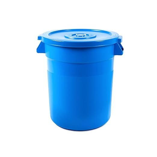 PRO&Family 20 Gallon Trash Can with Lid Round Ingredient Storage Containers Recycling Bin Kitchen Garbage Can Office Garbage Can Trash Barrel Plastic Barrel Yard Waste Bin Outdoor Trashcan (10, Blue)