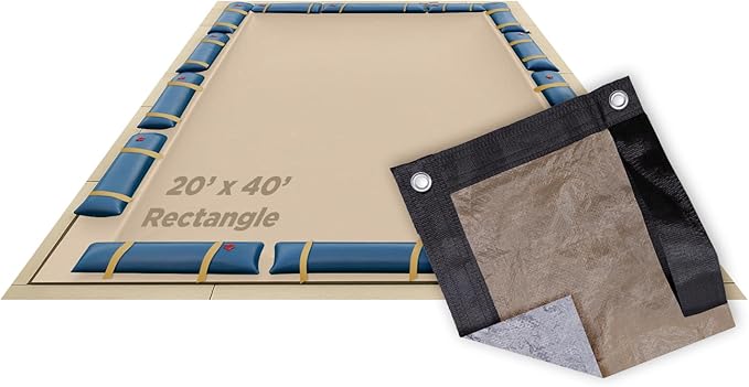 Buffalo Blizzard Supreme Plus 20 ft x 40 ft Rectangular Winter Pool Cover | Tan/Silver | Heavy Duty for Above Ground Swimming Pools | Easy Install | Cold & UV Resistant | Seasonal Debris Protection