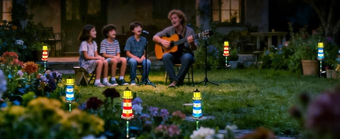 Solar Lighthouse Outdoor Decor (2PACK) Ideal for pathway lighting in gardens, walkways, and patios. Enhances garden, lawn, planter, backyard, and courtyard decor. Nautical-Style Outdoor Solar Lights