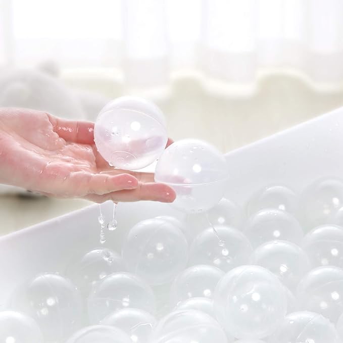 PlayMaty Clear Ball Pool Pit Balls - 100pcs Phthalate Free BPA Free Plastic Ocean Balls for Kids Fun Toys for Playhouse Play Tent Playpen Pool (Φ2.16)