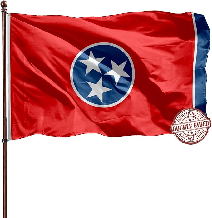 TN Tennessee State Flag 3x5 Outdoor Double Sided- 3Ply 240D 4 Rows Stitched- TN State Flag Of Tennessee- UV Fade Resistant With Canvas Header & 2 Brass Grommets- Double Sided Tennessee Sates Flags 3x5