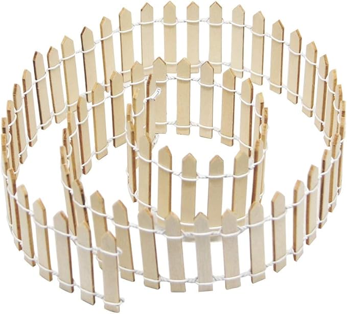 Prsildan 40 Inches Miniature Fairy Garden Fence, DIY Wood Picket Fence Mini Ornament for Dollhouse Home Garden