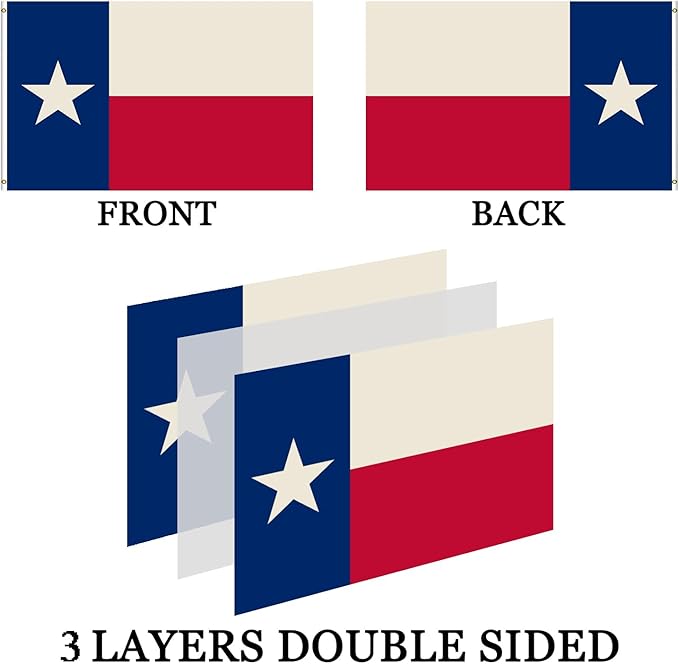 Texas State Flag 3x5 Heavy Duty Outdoor Double Sided- 3Ply 240D 4 Rows Stitched- State Of Texas Wall Flag Banner For Truck- UV Fade Resistant With Canvas Header & 2 Brass Grommets