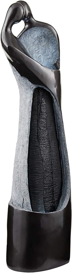 Modern Couple 47" High Large Indoor Outdoor Decor Black Resin Floor Fountain with Light LED Tall Standing Water Feature for Outside Garden Patio Yard Backyard Porch Deck Relaxation - John Timberland