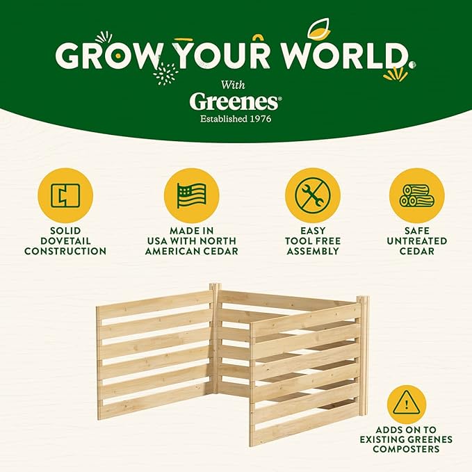 Greenes Fence Cedar Wood Composter Add-On Kit, 48" L x 48" W x 31" H / 309.17 gallons - Made in USA with North American Cedar