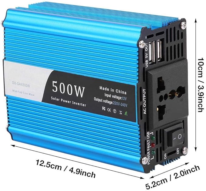 Keenso Power Inverter 500W DC 12V to AC 220V-240V Peak 600W Car Converter Dual USB Charger Adapter Vehicle Inverter Popular