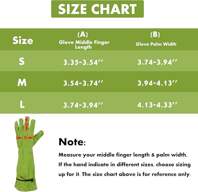 Gardening Gloves for Women, Garden Gloves for Thorn Proof, Professional Rose Pruning Gloves, Long Leather Garden Gloves (Large, Forest Green)