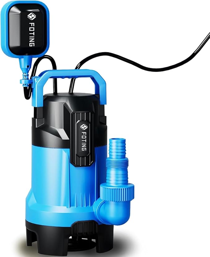 FOTING 2025Upgraded Automatic Sump Pump, 3/4HP 4300GPH Sweage Pump for Basement & Pool Draining, Submersible Water Pump with Float Switch, Sealed Thermoplastic for Puddle Pool Tub Pond