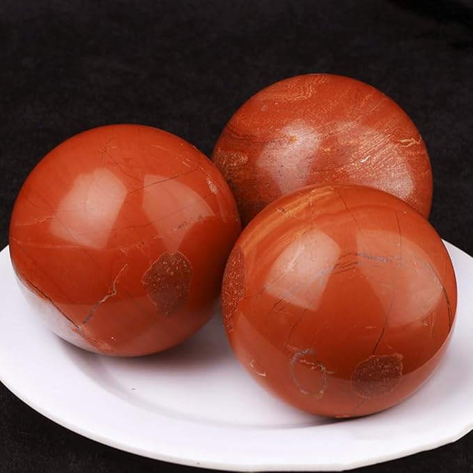 4-5CM/1.58-1.97inch Magical Natural Red Jasper Stone Ball Quartz Crystal Mineral Reiki Treatment Home Office Degaussing Decoration Collection Sphere (Red Jasper, 40-50mm)