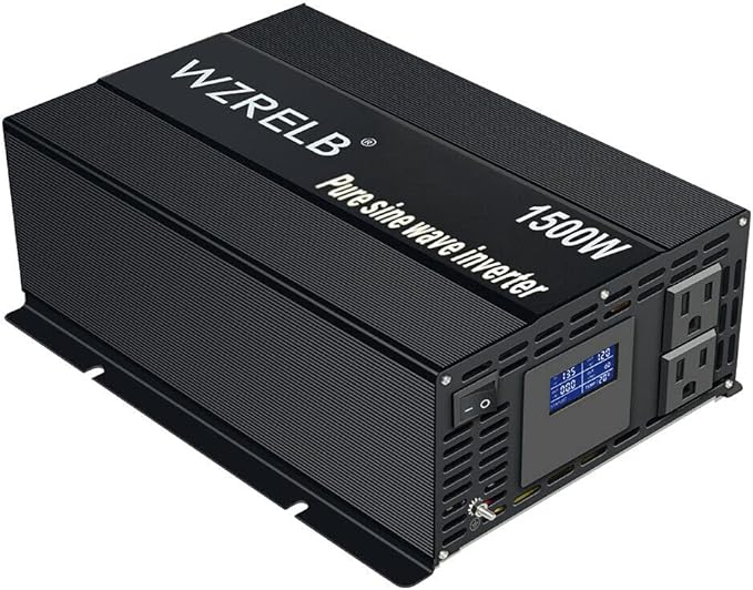 WZRELB 1500W Pure Sine Wave Inverter 36VDC to 120VAC Solar Power Converter Truck RV Home LCD Display