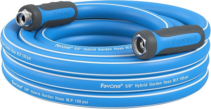 Fevone Garden Hose 12 ft., Lightweight Hybrid Water Hose, Flexible and Durable, Leak-Free Connections