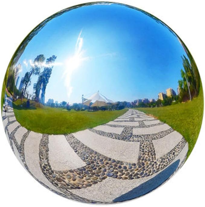 4pcs 5in/6in/8in Diameter Gazing Globe Mirror Ball,Silver Stainless Steel Polished Reflective Smooth Garden Sphere,Colorful and Shiny Addition to Any Garden or Home