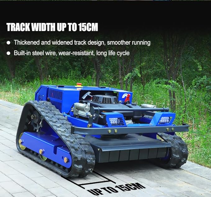 Remote Control Lawn Mower,4WD Oil-Electric Hybrid Crawler Track Mower,1.1-5.9 Inch Cutting Height Professional Landscape and Estate Mower for 100% Slope(45°) Large Turf Grass Cutting