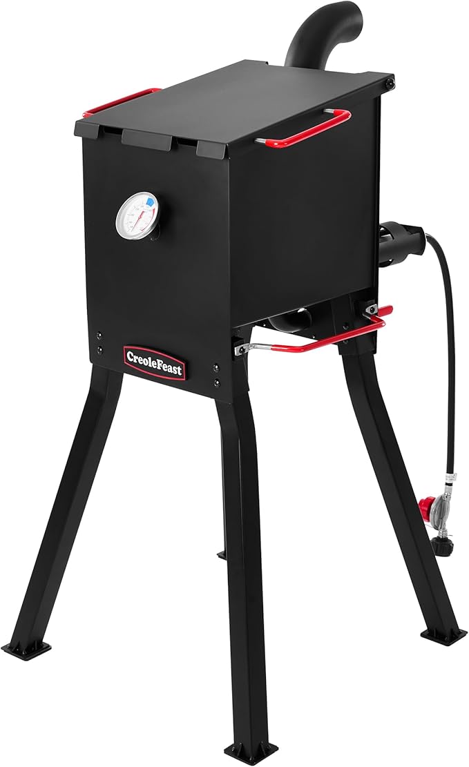 Creole Feast DF02B Outdoor Propane Deep Fryer with Baskets and Lid, 17 Qt. Oil Capacity & Real-Time Temperature Control, 54,000 BTUs Output for Frying Fish, Chicken Wings and French Fries, Black