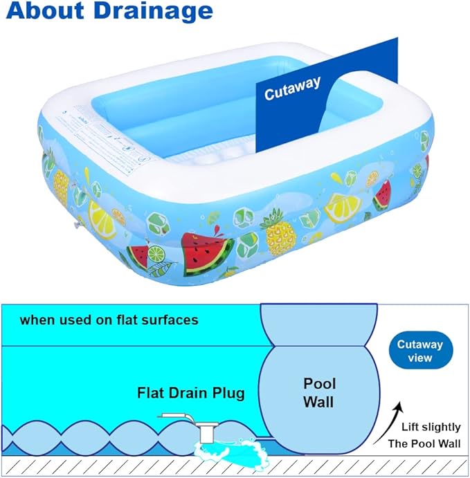 Kiddie Pool, 47"×35"×13" Inflatable Pool with Inflatable Soft Floor, Cool Summer Swimming Pool for Kids and Family, Blow Up Pool for Backyard, Garden, Indoor, or Outdoor