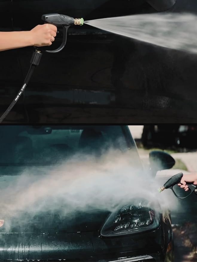 Agile Pa Short Swivel Pressure Washer Gun, 3600 PSI, 1/4" Quick Connector Outlet, M22-14mm Inlet, Adapters for M22-15mm and 3/8" QC Inlet. Power Washer Gun for Car, Boat and Home Cleaning
