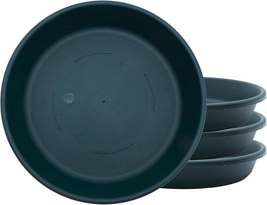 The HC Companies Flower Pot Saucers - Plastic Plant Saucer for Outdoors & Indoors - Traditional Design Plant Pot Trays for Water Drainage - Durable & Stylish Round Plant Tray (10-inch Evergreen)