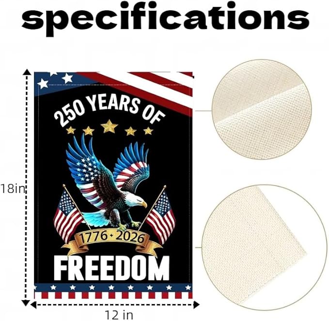 250 Years America Garden Flag,250th Anniversary USA Patriotic Banner Double-Sided with Eagle Design, 1776-2026 Commemorative (A_1 x 1.5 ft)