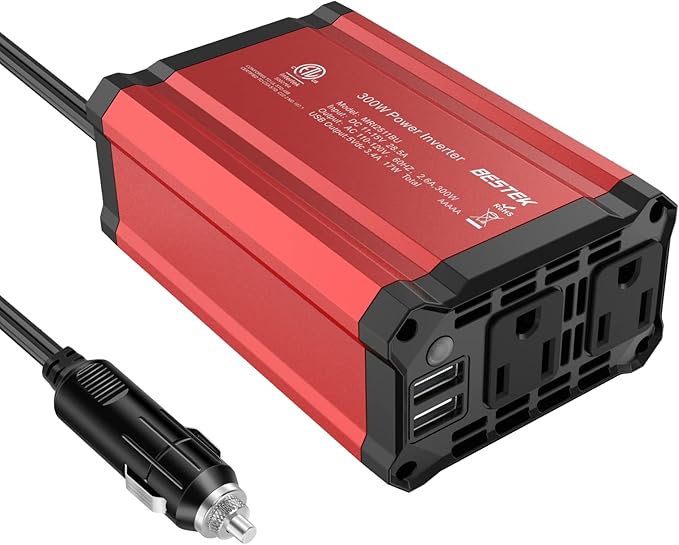 BESTEK 400W Car Power Inverter, DC 12V to 110V Car Inverter with 2 AC Outlets and 3.4A Dual USB Ports, Car Plug Adapter Outlet Converter