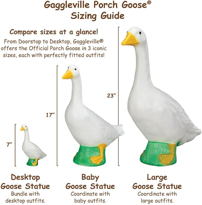 Fox Valley Traders Gaggleville Goose Pumpkin Bundle, Includes One Large 23" White Goose, One Baby 17" White Goose and Two Outfits - One Baby & One Large Pumpkin Goose Outfit Included