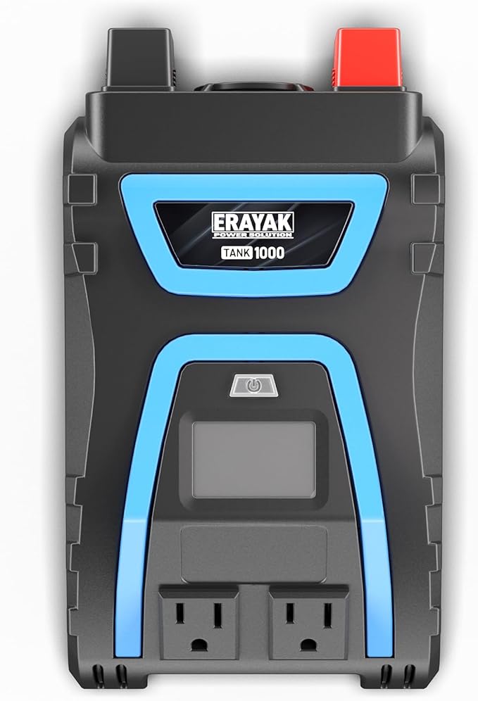 Erayak 1000W Power Inverter, 12V DC to 110V 120V AC, LCD Display, Modified Sine Wave, Dual 120V AC Outlets, USB-A & Type-C Ports, Quiet Fan for RV, Truck, Car, Home Backup