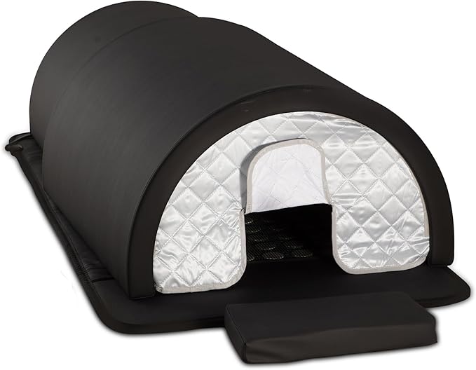 Golden Wave Far Infrared Sauna Dome, with 360° Body Coverage, Professional Home Spa Zero-EMF Unit with Therapeutic Stones, Single Person Use, Black