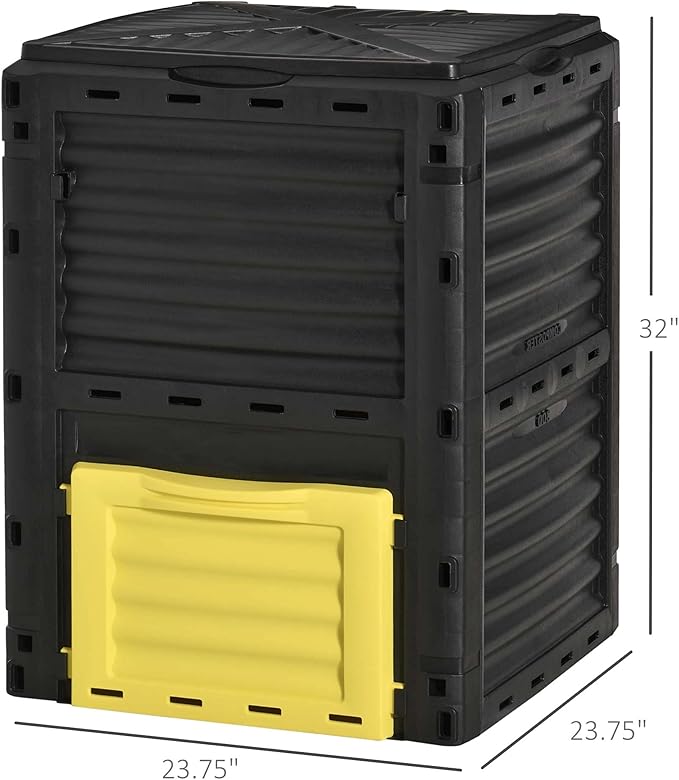 Planters,Garden Compost Bin 80 Gallon Outdoor Large Capacity Composter Fast Create Fertile Soil Aerating Box, Easy Assembly, Yellow