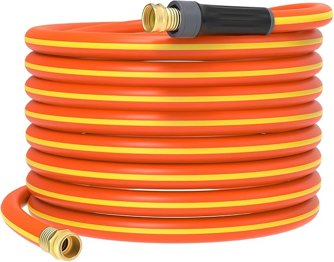 Hybrid Hose 100ft x 5/8", Short Garden Water Hose Heavy Duty, Flexible, Lightweight Hybrid Water Hose with Swivel Handle,3/4'' Brass Fittings, Available For Reel Cart Backyard Burst 500 PSI