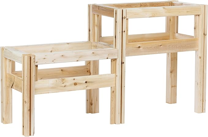 Greenes Fence Two-Tiers Four Bucket Elevated Cedar Wood Garden Frame, 54 in. x 16 in. x 30 in. - Made in USA with North American Cedar