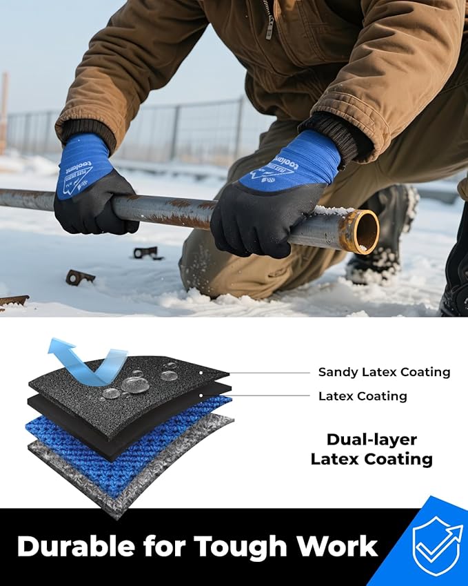 toolant Winter Work Gloves for Men & Women, 3/4 Waterproof Freezer Gloves with Thermal Insulated, Durable, Strong Grip
