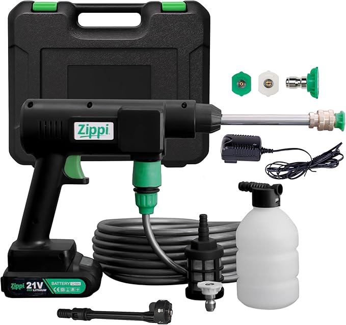 Zippi Hydro Cleaner Deluxe 2025 – Cordless High-Pressure Scrubber with Foam Dispenser, 3000 mAh Rechargeable & Lightweight for Efficient Outdoor Tile, Grout, and Surface Cleaning
