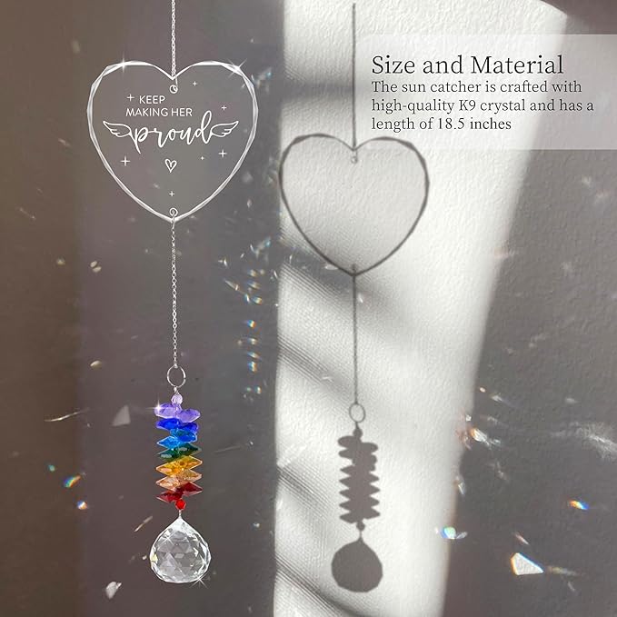 Memorial Suncatcher - Sympathy Gift for Loss of Mother - Crystal Rainbow Maker - Bereavement Keepsake - Hanging Crystal Decor - Loss of Mom - Daily Remembrance