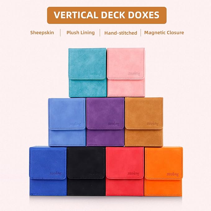 Magic Card Deck Box for MTG Single Deck Card Box fits 100+ TCG Sleeved Cards Soft Leather Card Box Top loading Card Boxes Magic Gift for MTG TCG CCG (Vertical,Brown)