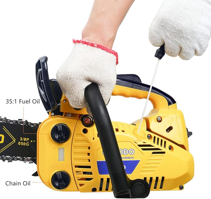 Top-Handle-Chainsaw-Gas-Powered - 12 Inch Chain Saws, Portable Little Saw Lightweight 25.4CC 2-Stroke for Trees Wood Cutting