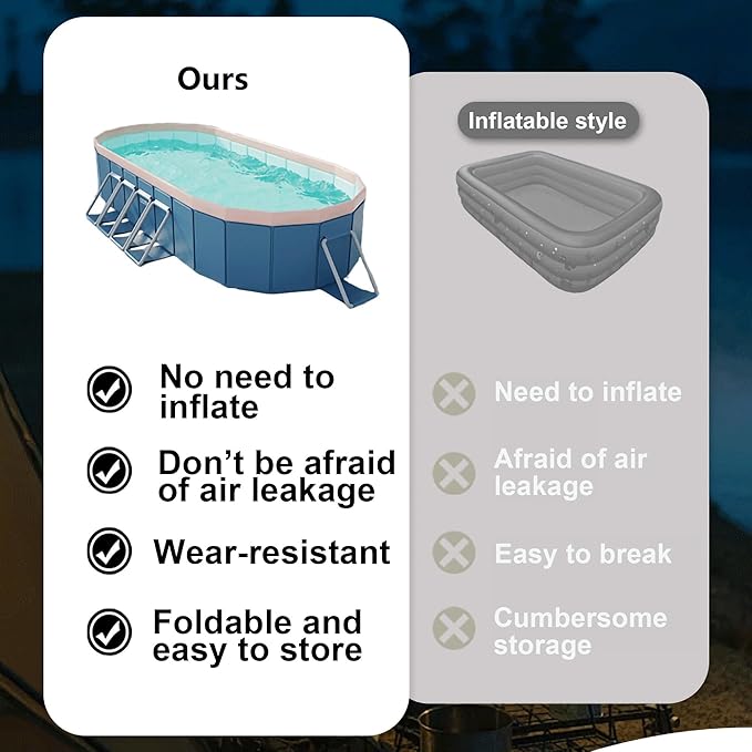 2.1m Oval Non-Inflatable Garden PVC Swimming Pool in Blue-Gray