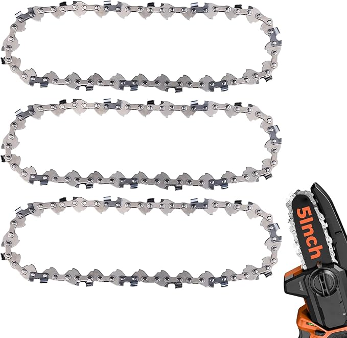 5 Inch Chainsaw Chain .030" Pitch .043" Gauge 28 Drive Links Semi-Chisel Chain Saw Chains for Husqvarna, Poulan, Craftsman, Greenworks and More Chainsaw Brands(3 Packs)(30TOP-10)