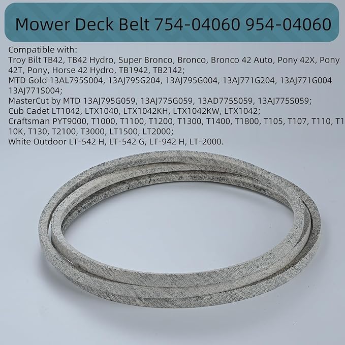 1/2 x 96.5 Mower Deck Belt 754-04060 954-04060,Kevlar Mower Belt for Troy Bilt Bronco Cub Cadet LTX 1042 42 Inch MTD 954-04060B 954-04060 754-04060B 754-04060 754-05056 (754-04060)