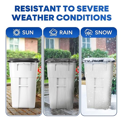 50 Gallon Trash Can, White Outdoor Garbage Can, Wheeled Outside Trash Bin Outdoor with Lid and Wheels Large Rolling Trash Can, Garbage Can with Wheels for Home, Office, Garage