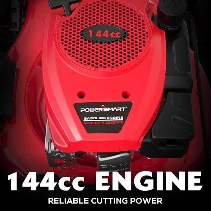PowerSmart Lawn Mower Gas Powered, 21-Inch 144cc Engine 2-in-1 Walk-Behind Push Lawn Mower, Oil Included