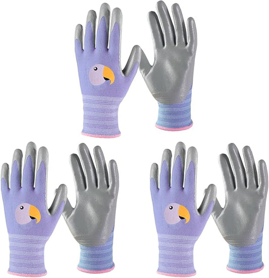 ANDANDA Kids Gardening Gloves, Nitrile Coated Children Yard Work Gloves with Grip, Suitable for Toddlers, Children, Girl, Boy